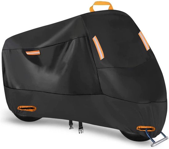 zwart Waterdicht Motorhoes - Outdoor Afdekzeil voor motorfietsen - Motorhoezen Waterdichte - Motorafdekking - Outdoor & Indoor - Universeel Motor - 210D Oxford-stof - XL(230*95*125cm) ，Waterdicht Buiten - Motor hoes.