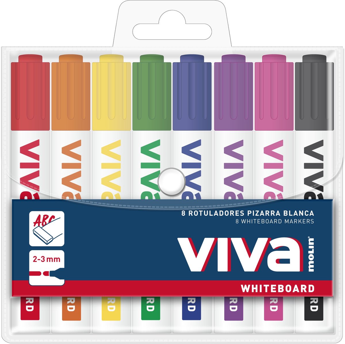 8x VIVA Stiften voor Whiteboard, Verschillende Kleuren, Dik