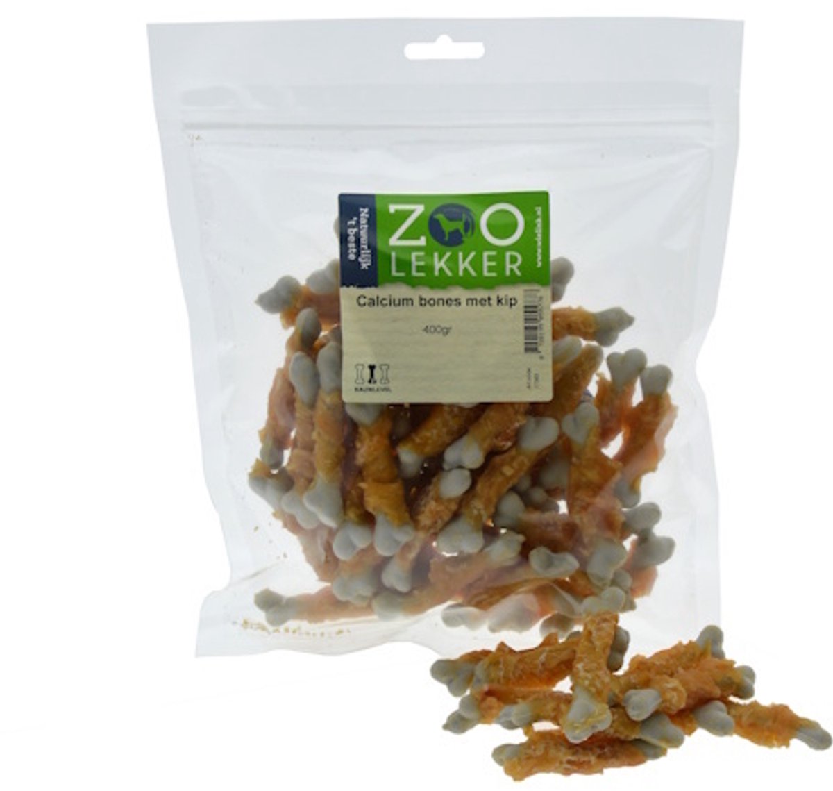 Zoolekker Calcium bones met kip - hondensnack 400 Gram