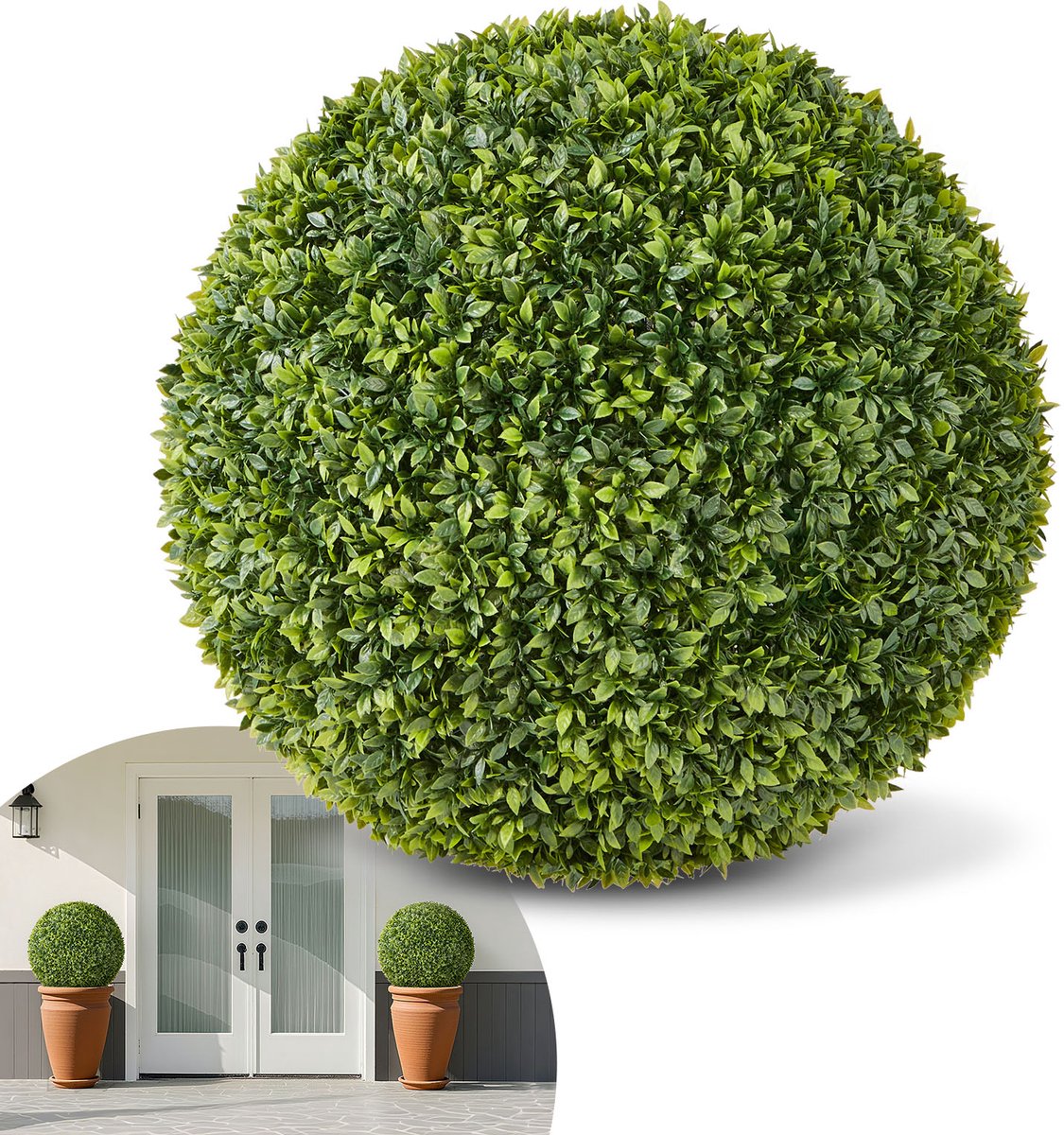Vevor Buxusbol, 584 Mm, Vormboombol, Kunstplant, Decoratieve Plant, Buxusbol, Eenvoudige Montage voor Veranda, Terras, Tuin, Balkon, Achtertuin En Binnen, Huis, Bruiloft Groen