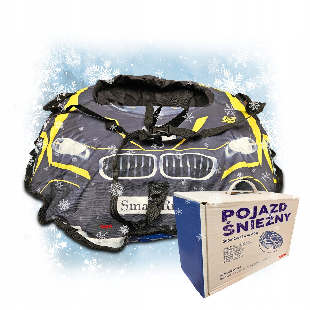 Opblaasbare Sneeuwscooter XL - Zwart/Gele band