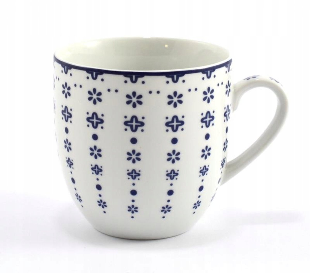 Porseleinen Mok Amelia 500ml - Wit met Blauwe Decoratie