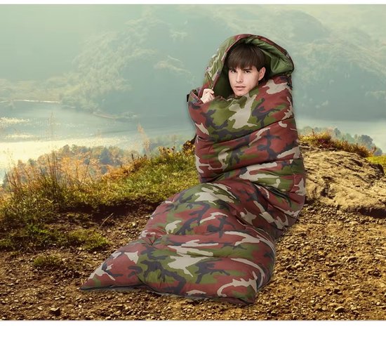 Kampeer Slaapzak - Outdoor Rugzak - Buiten Overnachten - Betrouwbare Warmte - Unisex - Camouflage — afbeelding 5