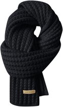 Sjaal - Unisex - Winterwarmte - Geribbelde gebreide sjaal - Zacht en dik - Geschikt voor koud weer - Zwart - 1 stuk