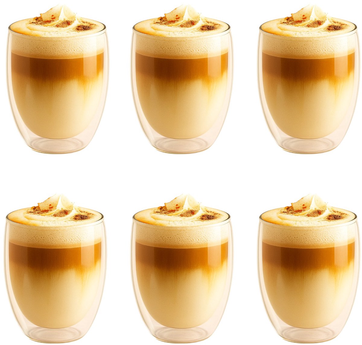 Majestix Dubbelwandige Glazen - Set van 6 - 350 ML - Isolerende Thermoglazen - Latte Macchiato, Cappuccino, Espresso, Koffie, Thee
