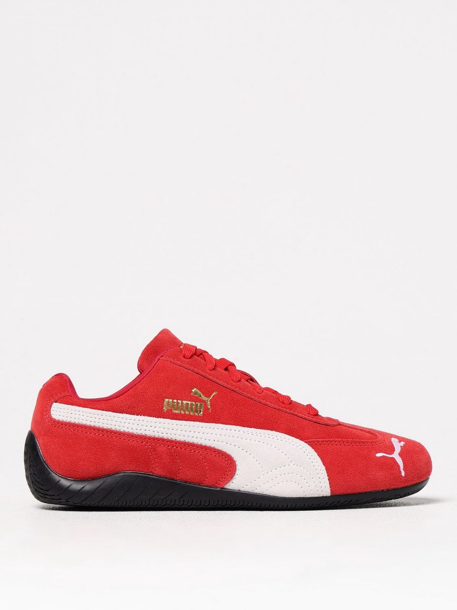 Suede Leather Lace-Up Driving Inspired Motorsport Shoes Wo Sneakers Rood