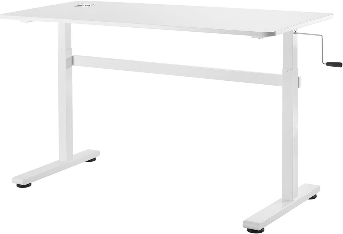 Hoogte-instelbaar Zit-Sta Bureau 140x60 cm Handmatige Verstelling Wit