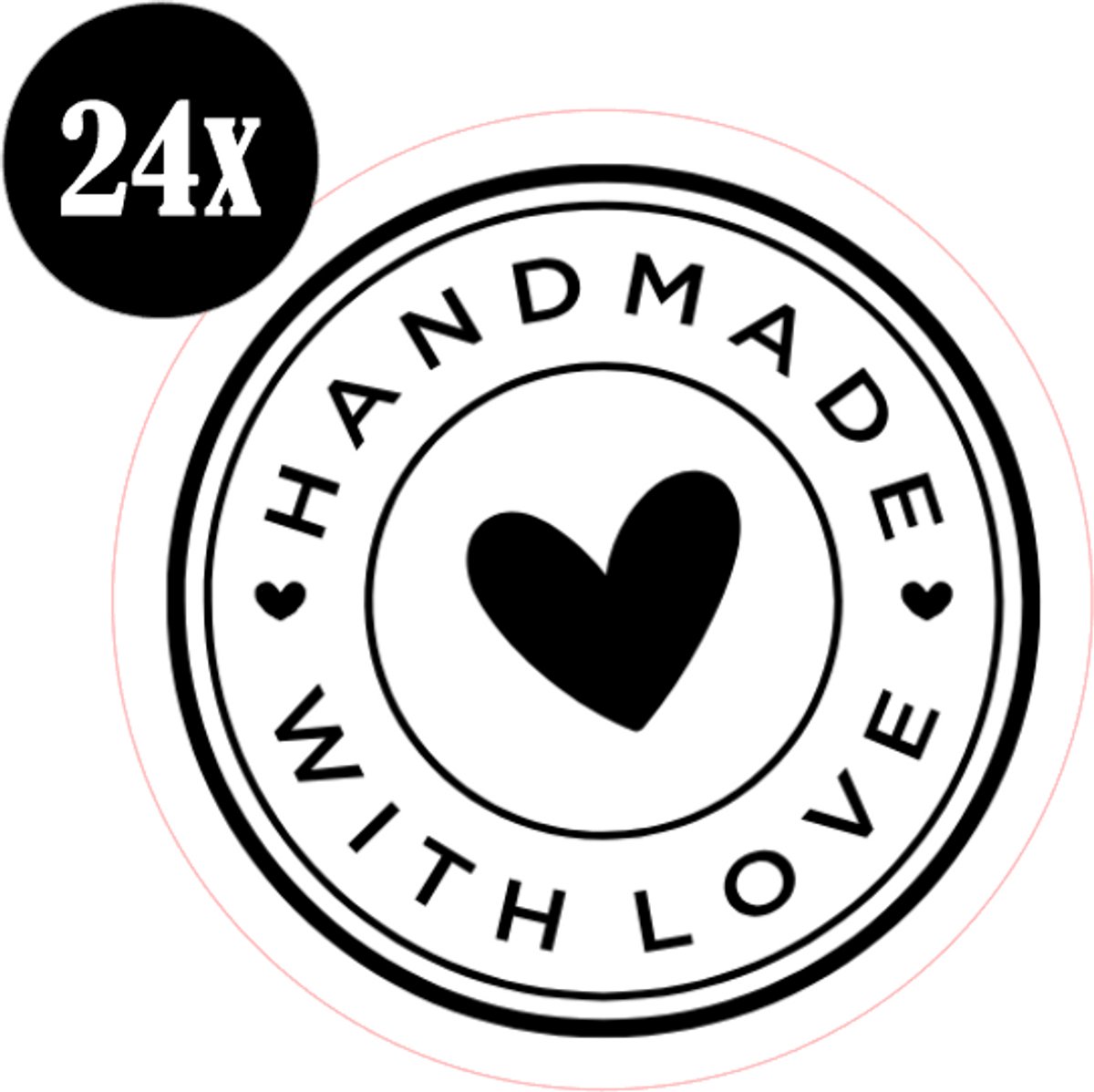 24x sluitstickers - Handmade with love - Sluitzegel - sticker - kaart - 40 mm - matte sticker - etiketten - cadeau - inpakken
