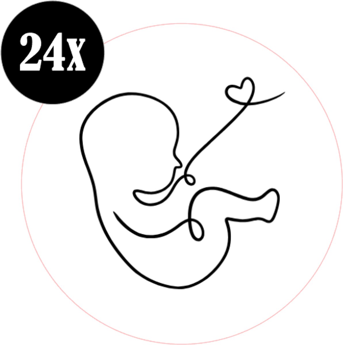 24x sluitstickers - Baby lineart - geboorte - Sluitzegel - sticker - kaart - 40 mm - matte sticker - etiketten - cadeau - inpakken