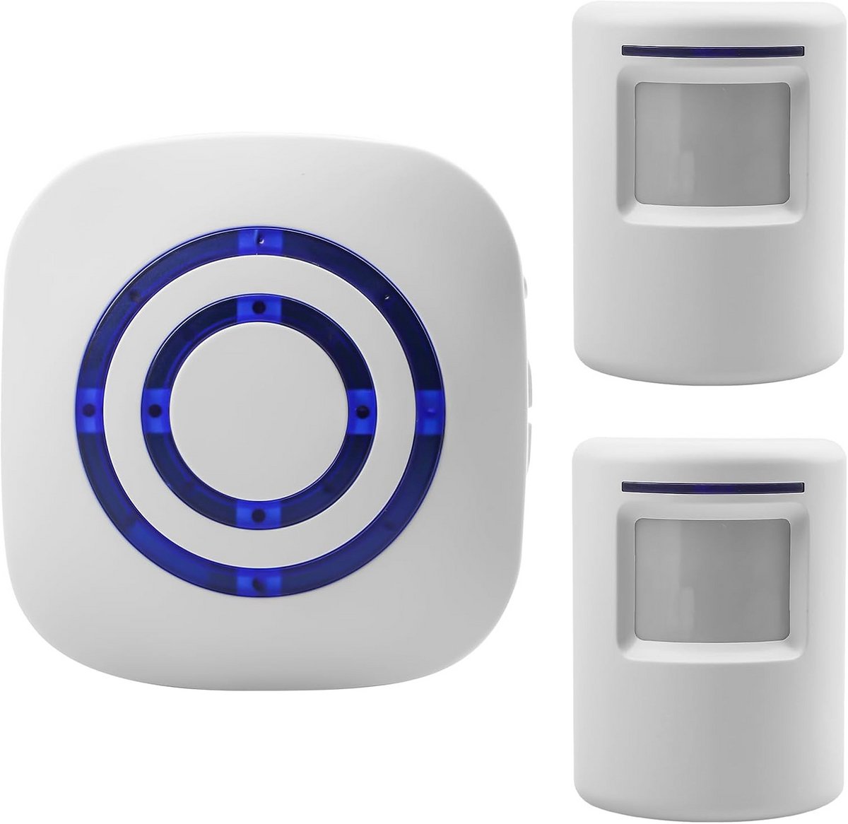 Draadloze Doorgangsmelder Set met 2 PIR Sensoren en Plug-in Ontvanger - Alarm voor Huis, Winkel of Garage