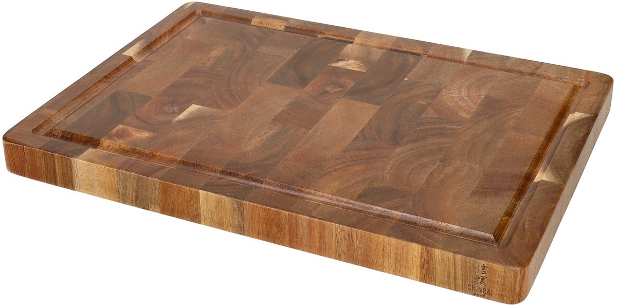 Shinrai Knives - Luxe Snijplank Acaciahout - Kopshout - 35 × 25 × 2.5 cm