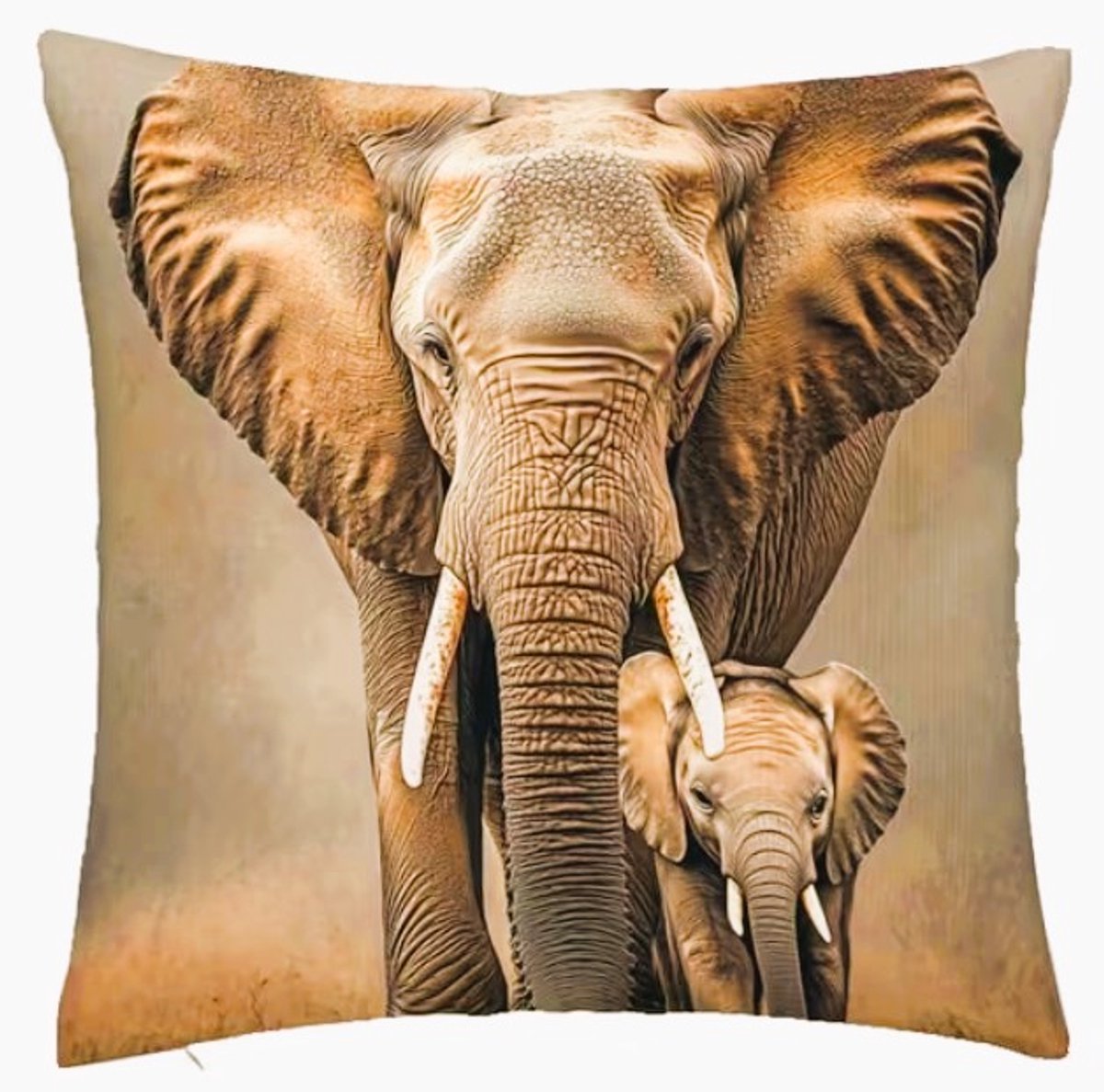 Kussenhoes 1 stuk - 45x45 cm - dubbelzijdig bedrukt - olifanten