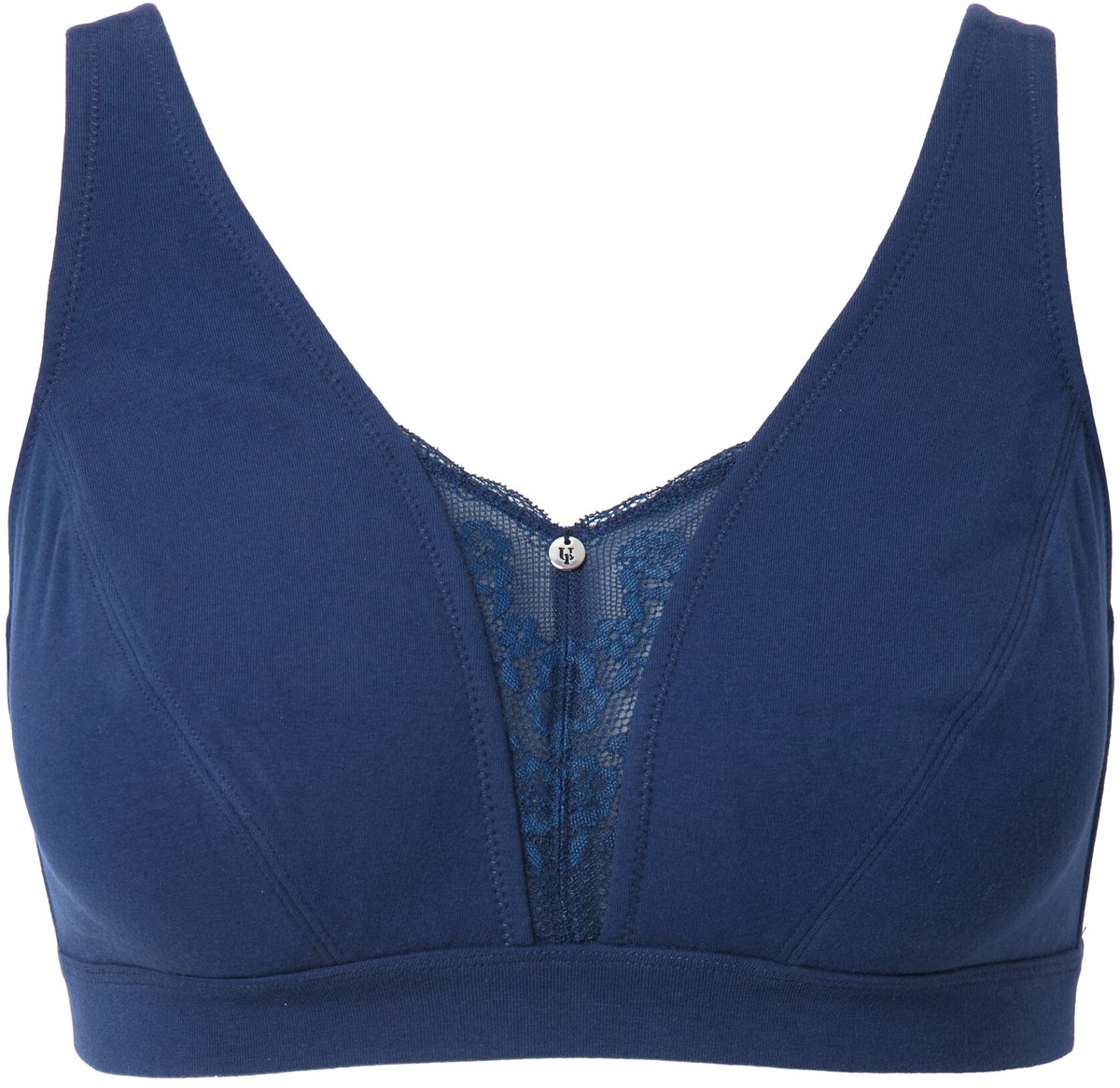 Ulla Popken - Dames - Bralette kantinzet zonder beugel - Nachtblauw - Maat 85E
