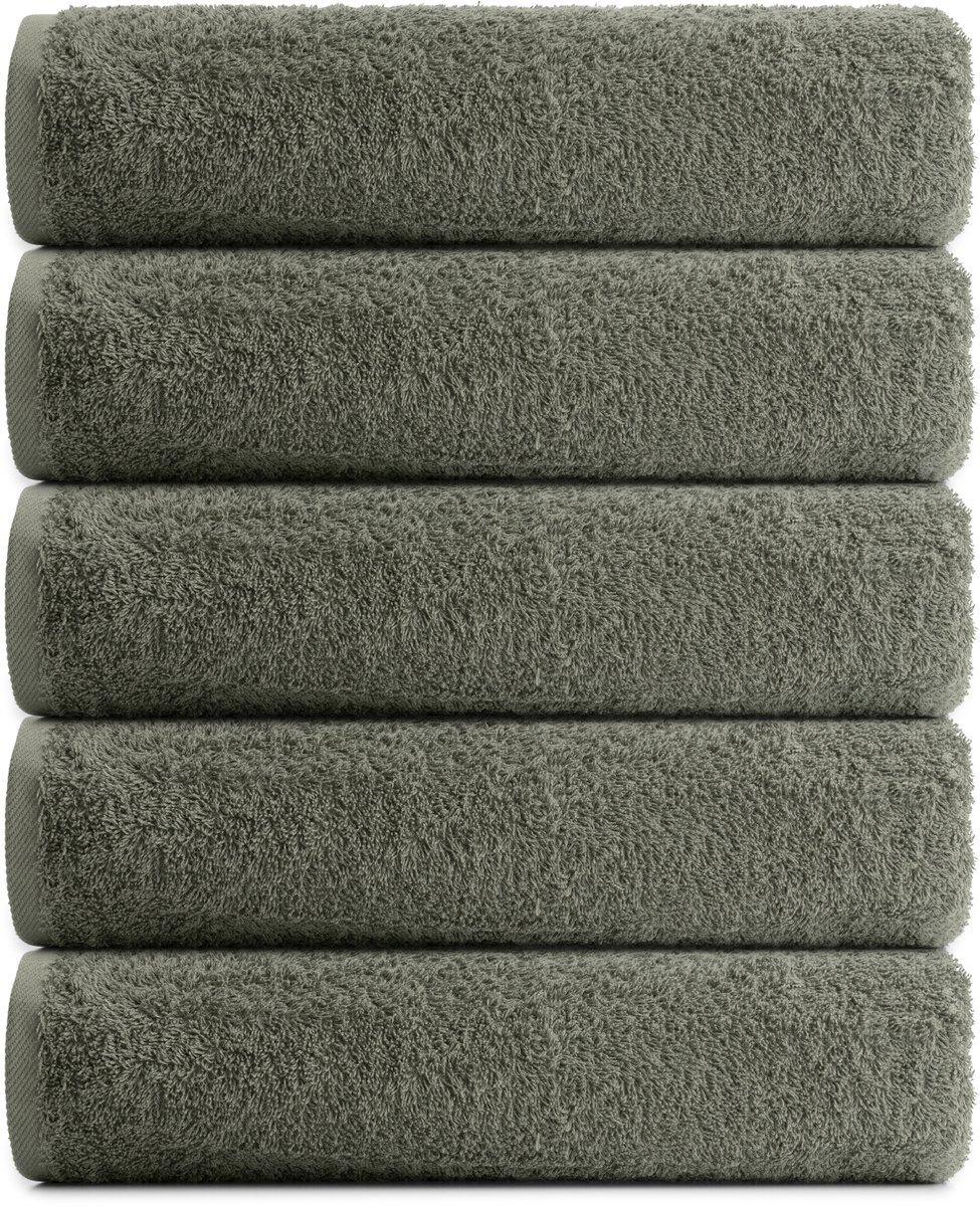 RELAKZ - Oil Green - Gastendoekjes 7-Pack - 100% Katoen - 550 GSM - 33x55 cm - Zacht en Absorberend