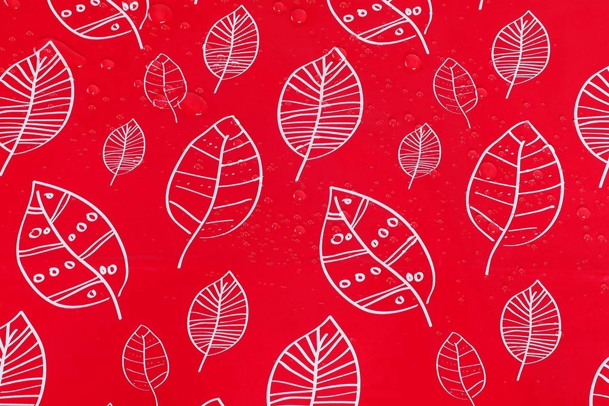 Stunq® Wasdoek tafelkleed afwasbaar rechthoekig 140 x 200 cm bladeren rood