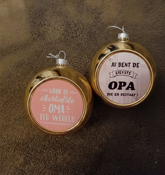 Ensemble de Boules de Noël Dorées Luxe Grand-mère & Grand-père - 'Grand-mère Chérie' et 'Grand-mère Très Chérie' - Cadeau Grand-parent Personnalisé – Boules de Noël en Plastique Brillant - Diamètre de 8 cm - Cadeau de Noël Unique et Intemporel