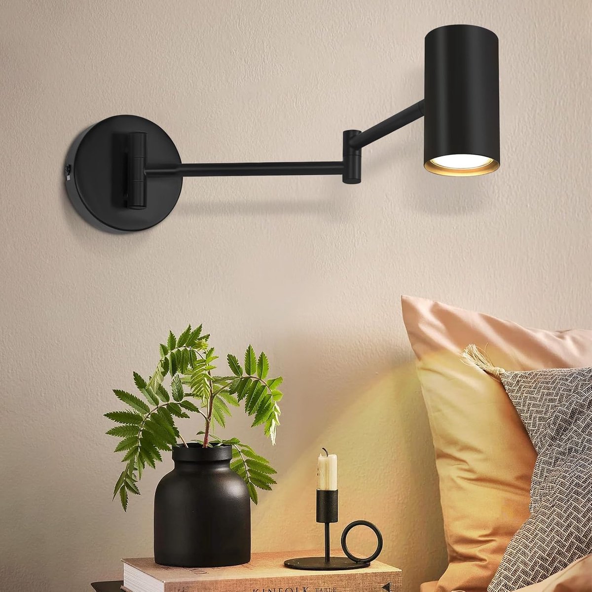 Glitzerlife - Wandlamp - Verstelbare metalen wandspot - draaibare arm - Ø50 cm - Zwart - GU10 wandlamp verlichting
