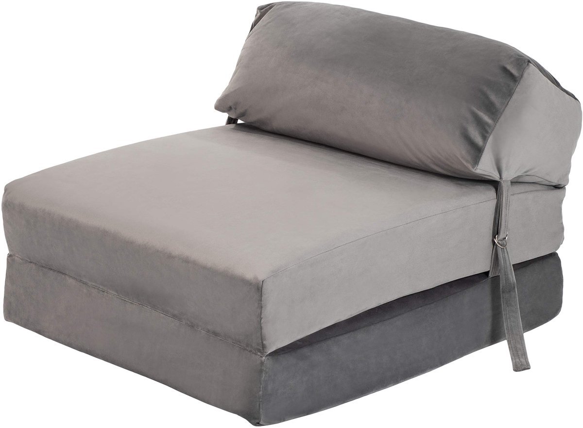Stunq® Comfortabele Fluwelen Opvouwbare Futon Slaapbank voor Logeerkamer en Woonkamer met Hoofdsteun