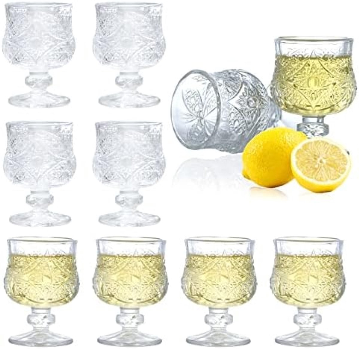 Elegant Shotglas Set van 8 Stuks - Geslepen Design