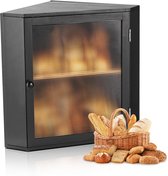 VEVOR Boîte à pain d'angle à double couche Conteneur à pain Espace de rangement en bois noir