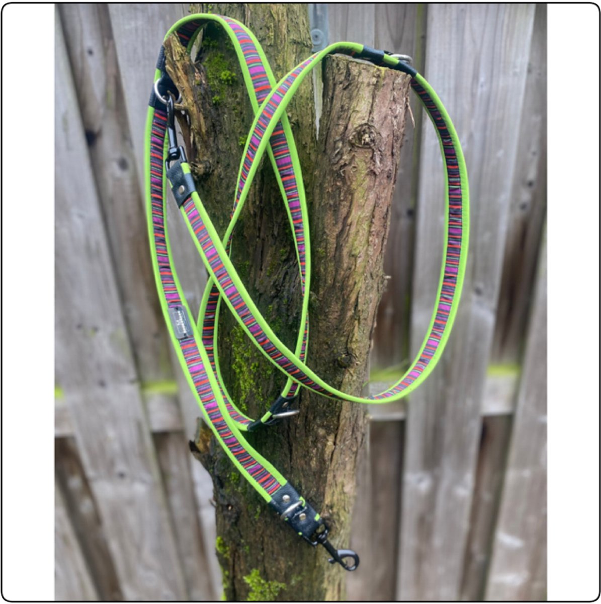 Hondenriem - Hondenlijn - ShukoGear by MadeByShuko - limegroen met print - hondenlijn verstelbaar - honden uitlaatriem - dog leash - hondenriem fashion - hondenriem lichtgewicht - hondenlijn uniek ontwerp - hondenriem stevig - uitlaatlijn