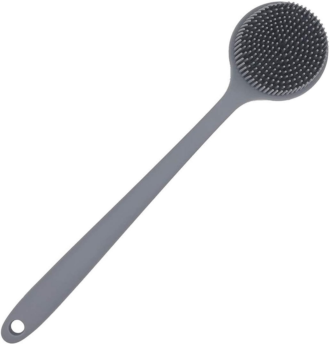 Lange Silicone Doucheborstel voor Rug - Zachte Lichaamsborstel voor Bad en Douche (Grijs)