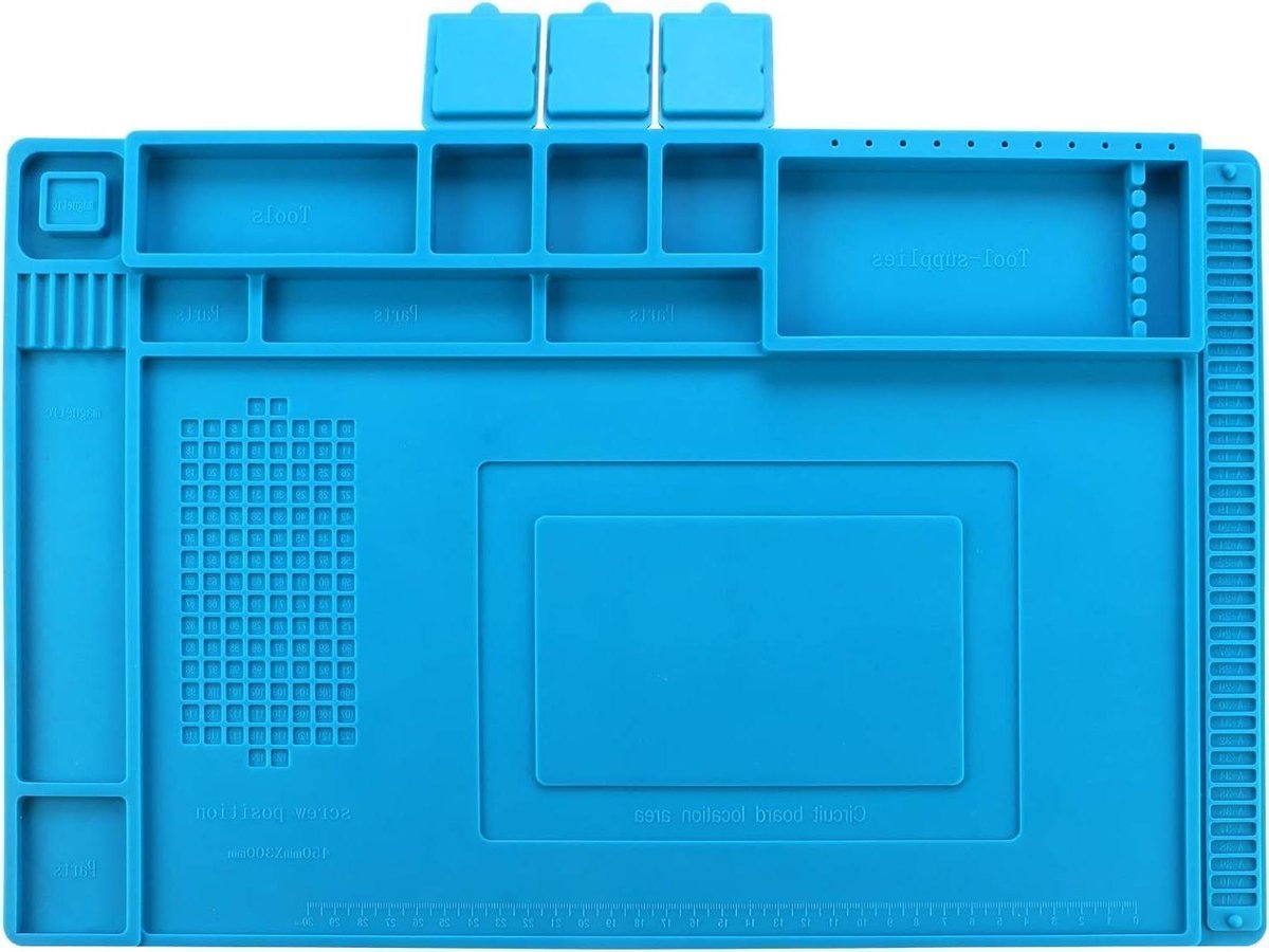 Siliconen soldeermat 45 x 30 cm hittebestendig 500°C voor horloge telefoon laptop reparatie