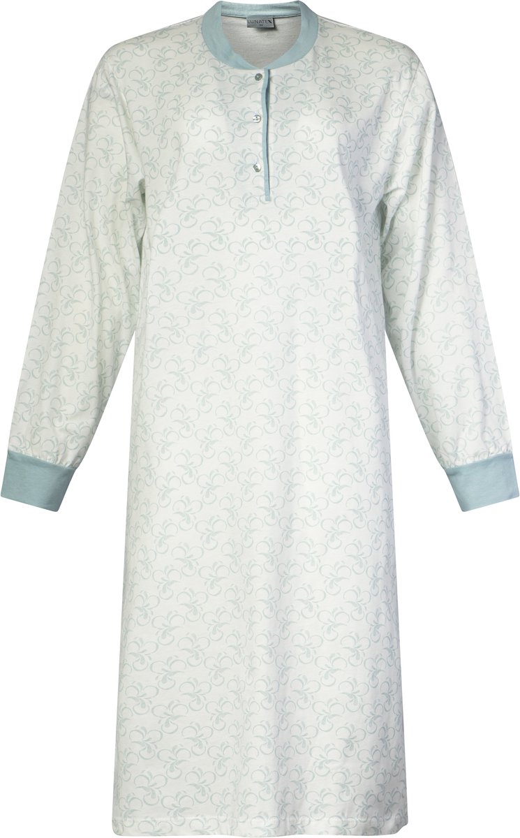 Lunatex dames nachthemd 224192 - lange mouw - 100% katoen single jersey - blauw