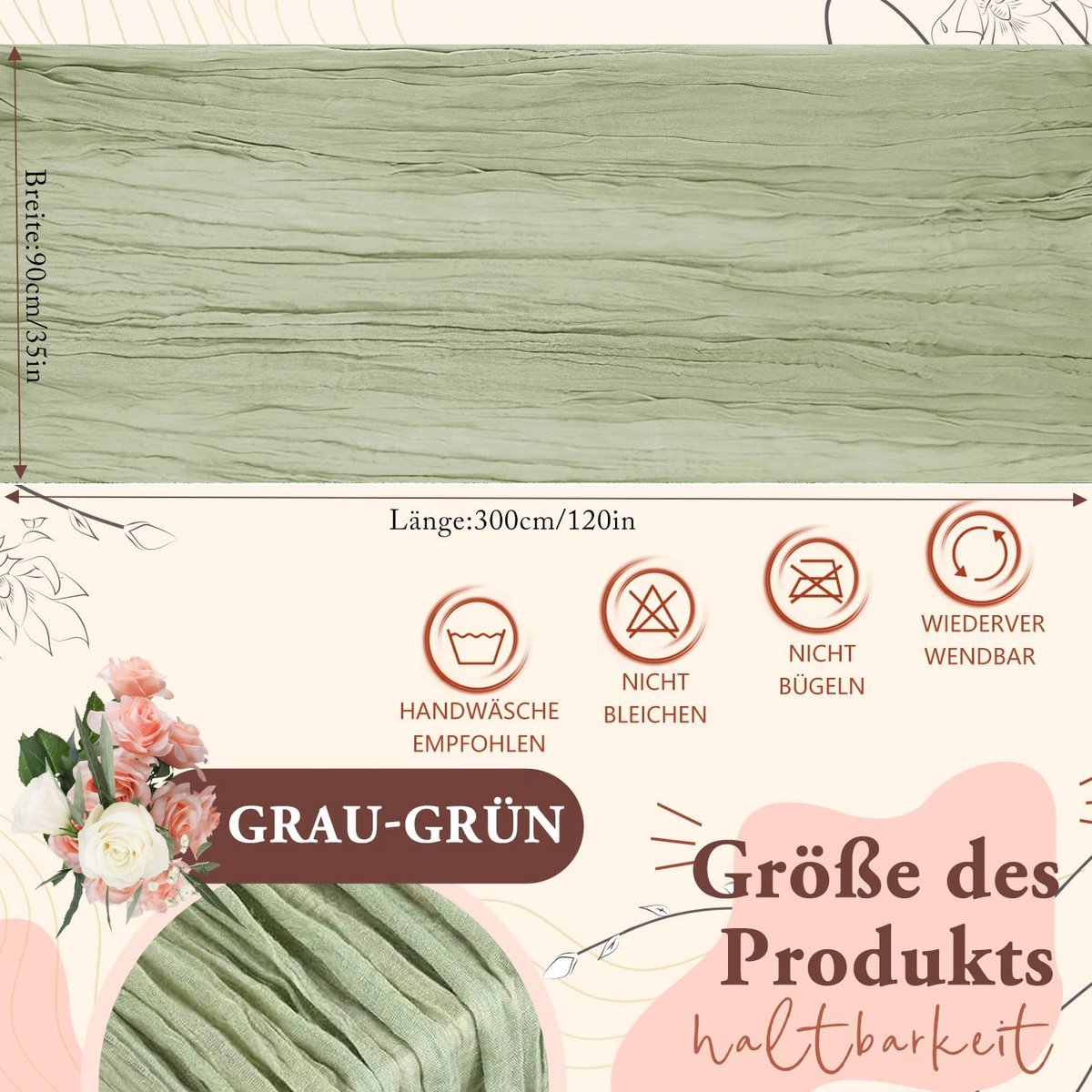 Boheemse Gauze Tafelloper voor Bruiloft en Feestdecoratie Natuurlijk Beige 70x300 cm