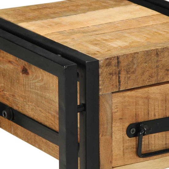 vidaXL - Bijzettafel - Bruin - en - Zwart - 30 - x - 30 - x - 40 - cm - Massief - Mango - Hout