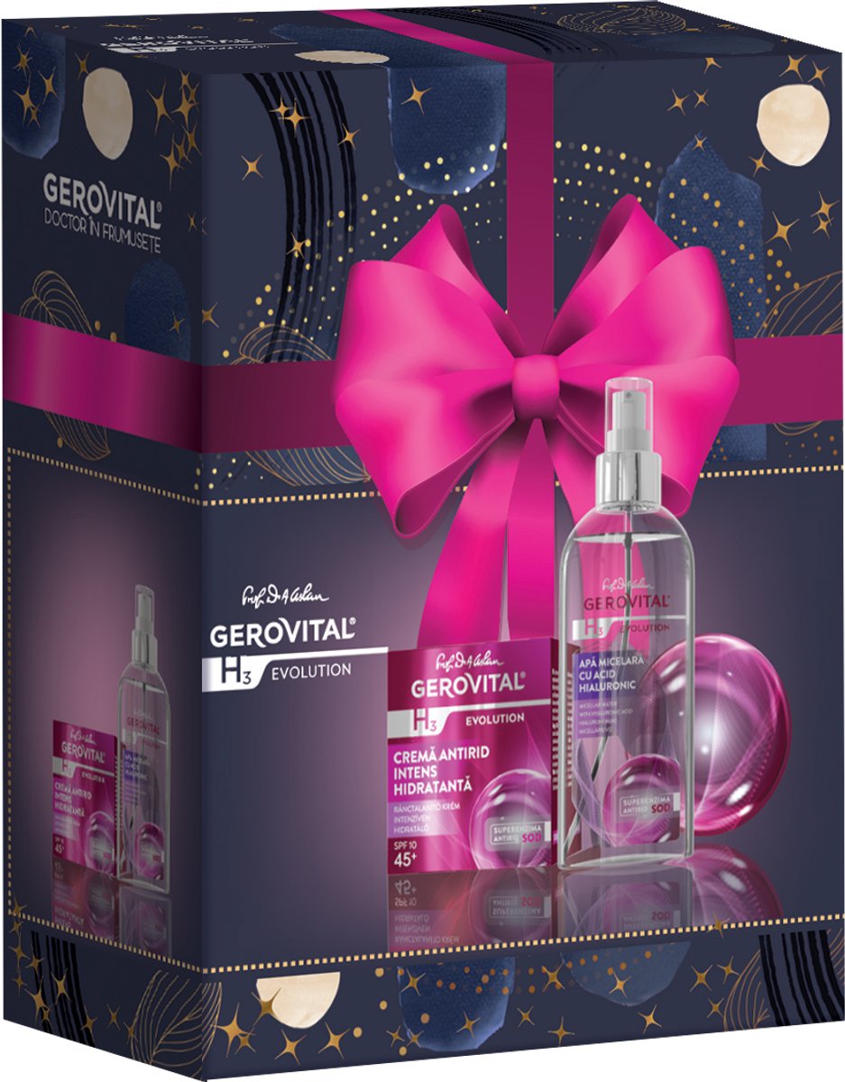 Evolution Geschenkset - GIFTSET - cadeautje : Antirimpelcrème dagcreme voor vrouwen 45+ met SPF 10 en Micellair Water met Hyaluronzuur - geschenkset vrouwen- cadeau idee
