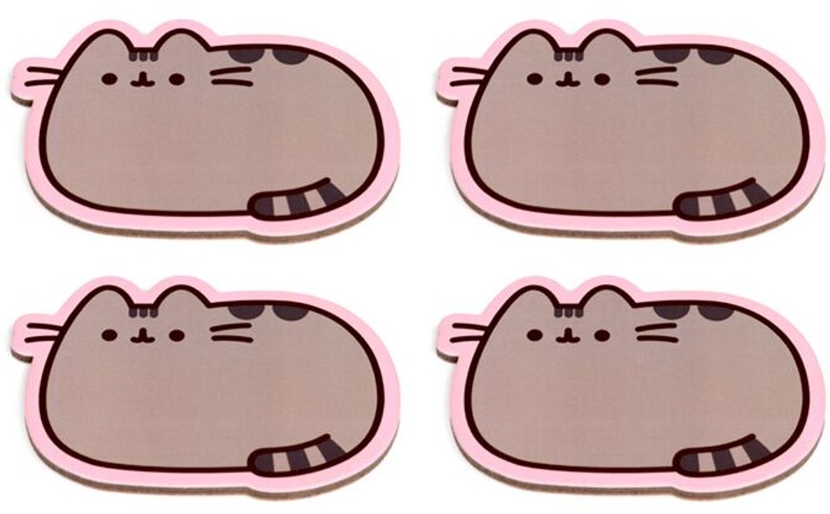 Onderzetters - Pusheen the Cat - Set 4 stuks - Gevormd - 10x7cm