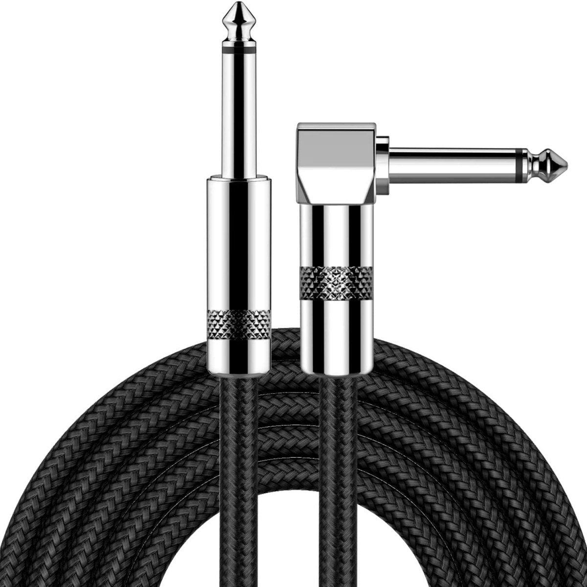 Ynkkvre - 3 Meter Gitaarkabel - Recht Naar Hoekig 1/4 Inch - Uitstekende Geluidskwaliteit Met Minimale Ruisontwikkeling - 1 - Zwart