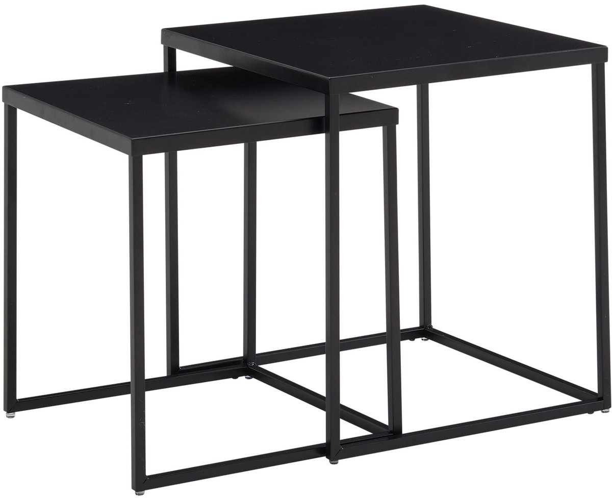 Tafel Set Metaal Salontafel set van 2 Vierkant Zwart Industrieel | Tafel Woonkamer Bijzettafel | Moderne Nesttafel Metalen Tafel