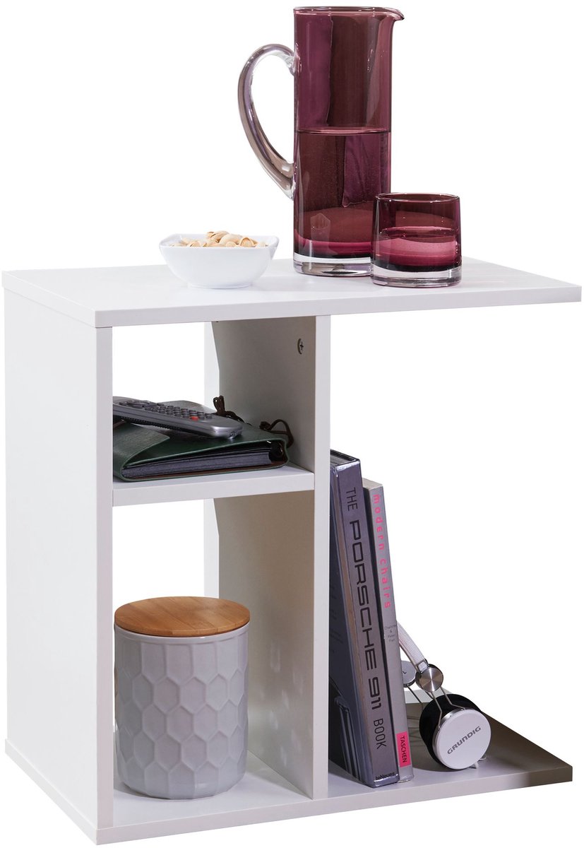 bijzettafel MILO 50x50x30 cm houten witte design bijzettafelzetel | Salontafel klein modern | Klein koffietafeltje vierkant Banktafel hoog | Smalle tafel woonkamer