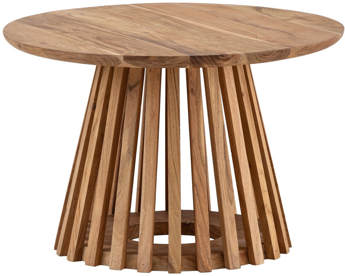 Ervesto Salontafel 60x60x40 cm Acacia Massief Hout Lichtbruin Ronde Salontafel, Design Woonkamertafel met Rasterframe, Salontafel Woonkamer Modern