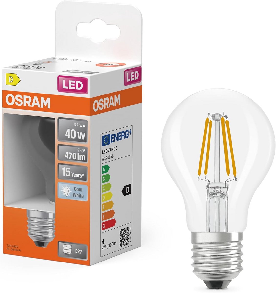 Energiezuinige E27 LED Filament Lamp 3.4W 840 Helder Gloeilamp Vervanger