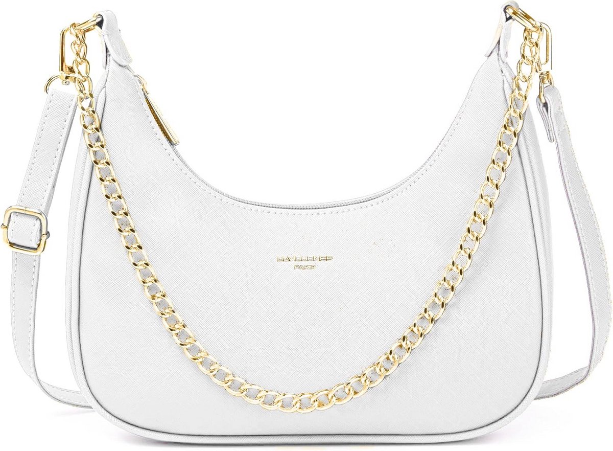 Elegante Dames Crossbodytas van Stevig PU Leer - Modieuze Baguette Handtas met Kettingen - Trendy Schoudertas voor Iedere Gelegenheid