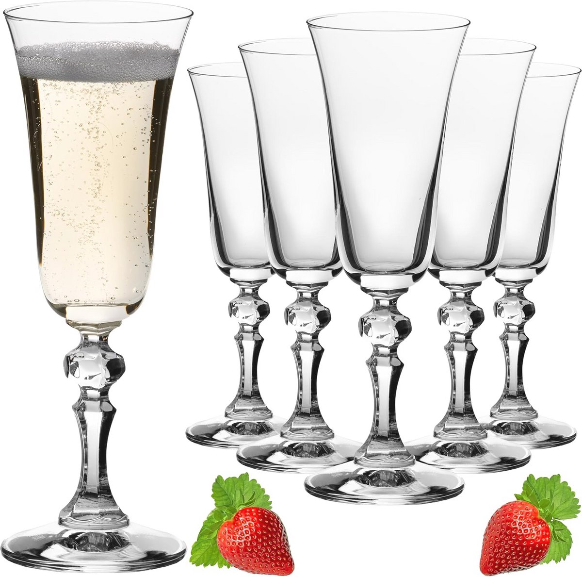 Stijlvolle champagneglazen set van 6 - Vintage design, 180 ml, vaatwasmachinebestendig