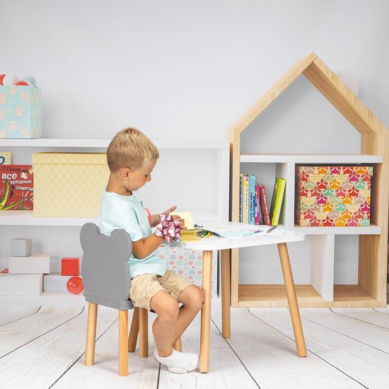 Houten Kinderstoel voor Peuters - Ideaal Meubel voor Kinderen van 2-7 Jaar - Roze Met Beer Ontwerp — afbeelding 2