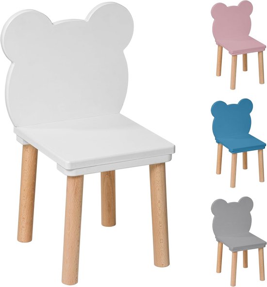 Houten Kinderstoel voor Peuters - Ideaal Meubel voor Kinderen van 2-7 Jaar - Roze Met Beer Ontwerp — afbeelding 5