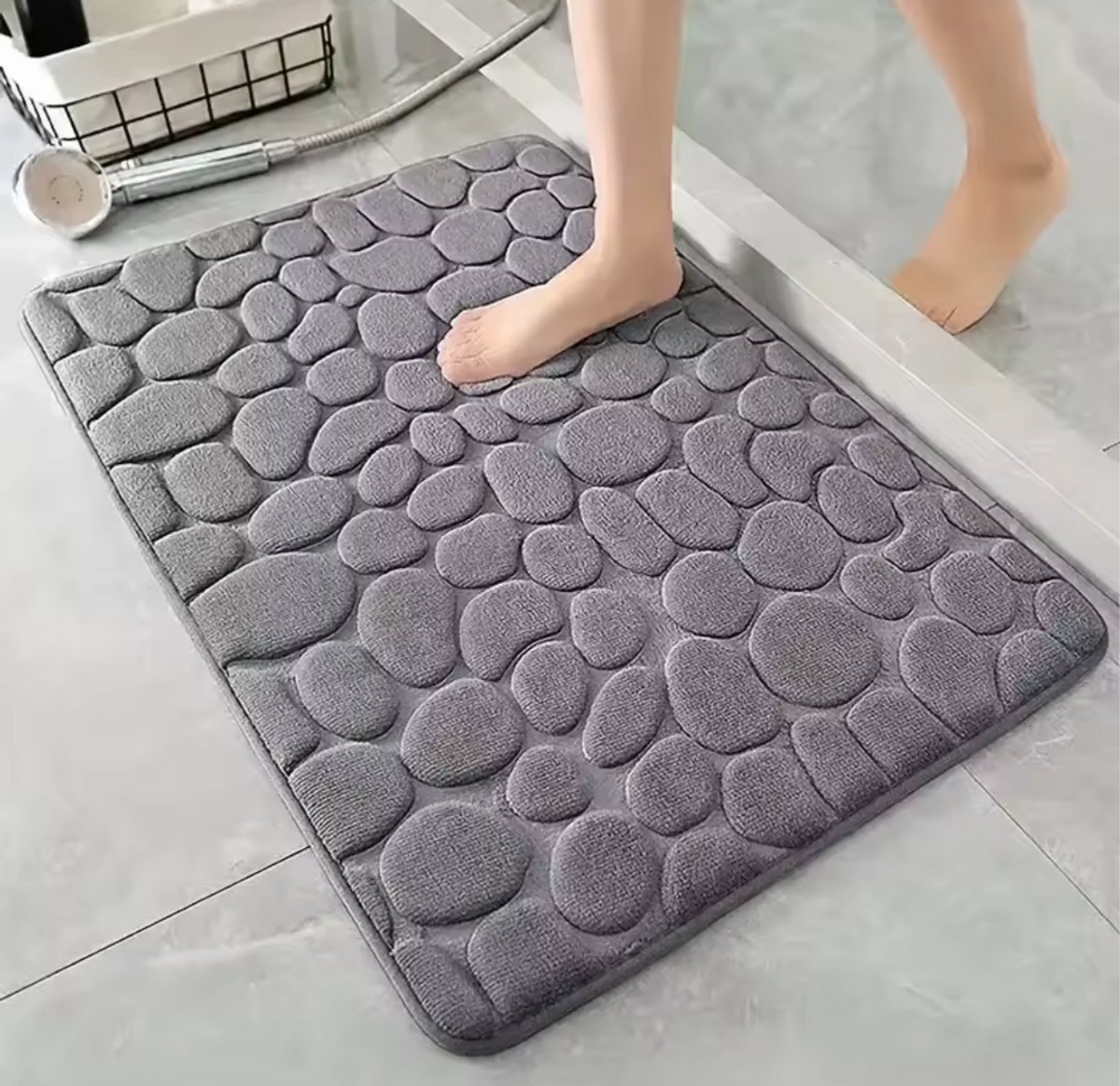 Donkergrijze Anti-Slip Badmat – 40×60 cm – Badkamer Mat – Waterabsorberend & Veilig – Modern Design