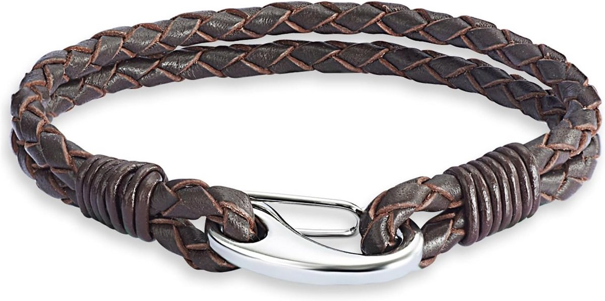 Echt lederen armband donkerbruin voor heren en dames