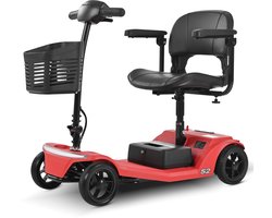 Sweetrich S2 Scootmobiel–Elektrische Scootmobiel–12Ah Accu–15 km Actieradius–250W Motor–4 wielen–Opvouwbaar–136 kg Draagkracht–Voor Senioren–Rood