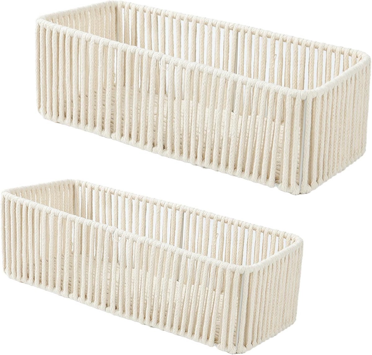 Gevlochten Opbergmanden Set van 2 - Handgemaakte Katoenen Manden voor Decoratie en Organisatie