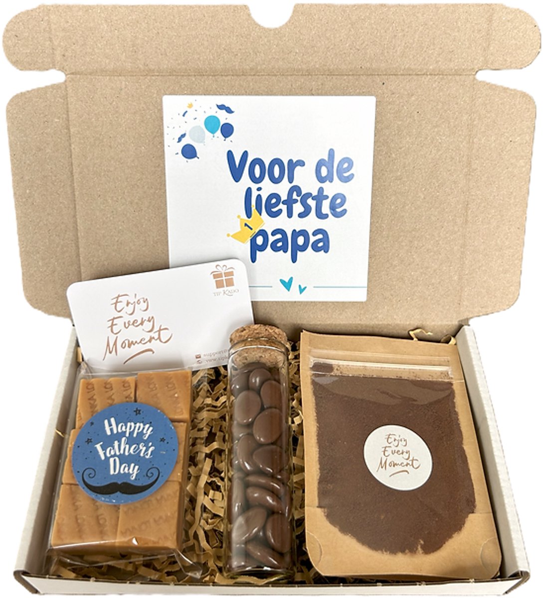 Papa koffie mini brievenbus cadeau - vaderdag - koffie - fudge - mokkaboontjes