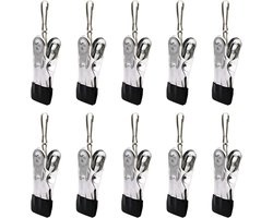 Wasknijpers - 10stuks - Anti slip - Washaken Clip - RVS - Drooghaak voor kleding - Foto knijpers - Reisdraagkleding - Kleerhangers voor sokken - Veelzijdig - 5.5×2.5cm - Zilver