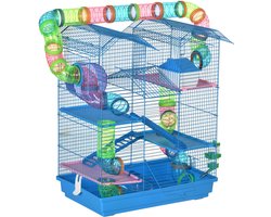 PawHut Hamsterkooi - Metaal - 47x30x59cm - Blauw
