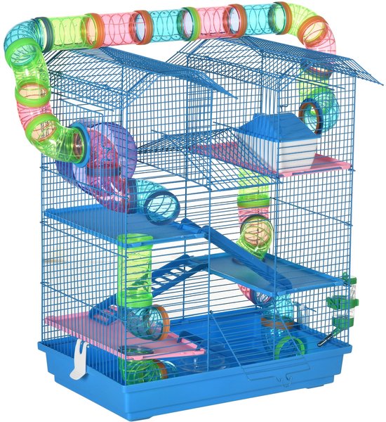 PawHut Hamsterkooi - Metaal - 47x30x59cm - Blauw