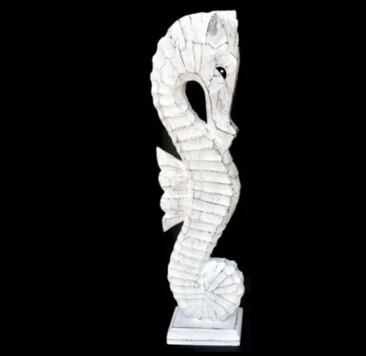 Woondecoratie Zeepaard L 58x14cm antique white